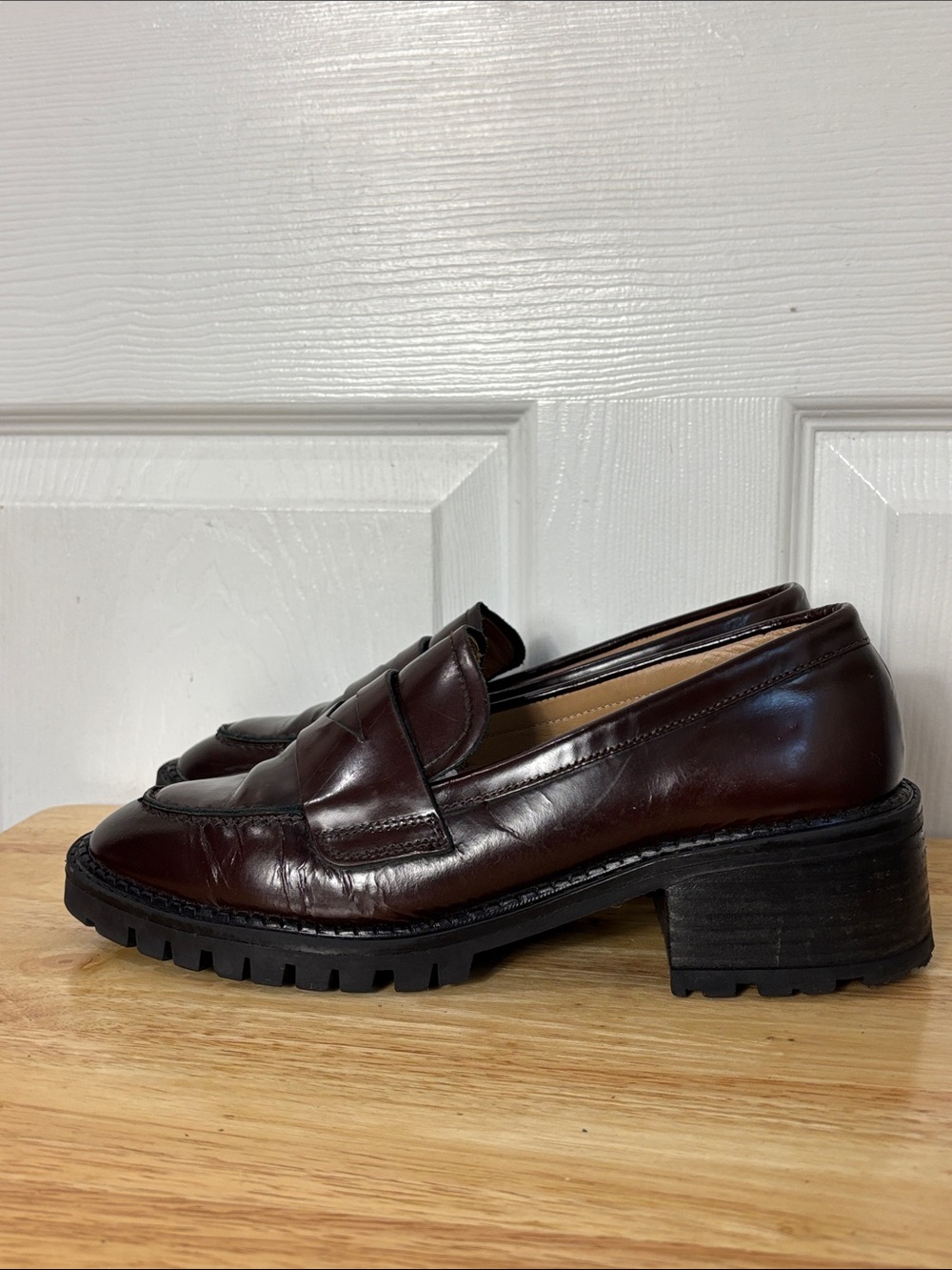 & Other Stories Brown Chunky Penny Loafers with Lug Sole size 8 - Picture 2 of 12